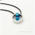 Stainless Steel Round Pendants For Men Leather Necklace